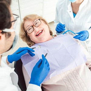 Woman smiling in the dental chair