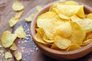 Table with a bowl of chips